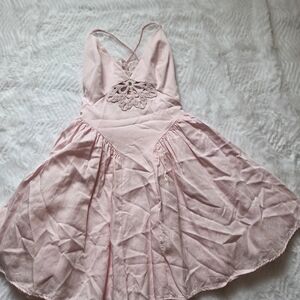 Meshki Blush Pink Kids Dress with Lace Detail